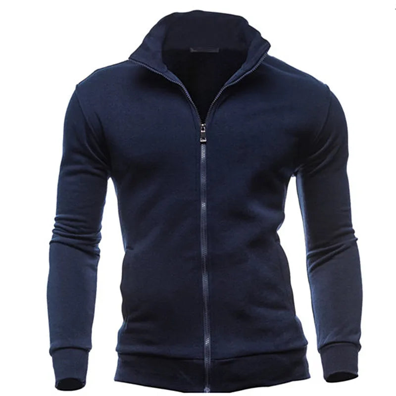 2024 Brand New Men's No Hoodies Sweatshirts Zipper Stand Collar Men Sweatshirts For Male No Hooded Sweatshirt Man Pullover