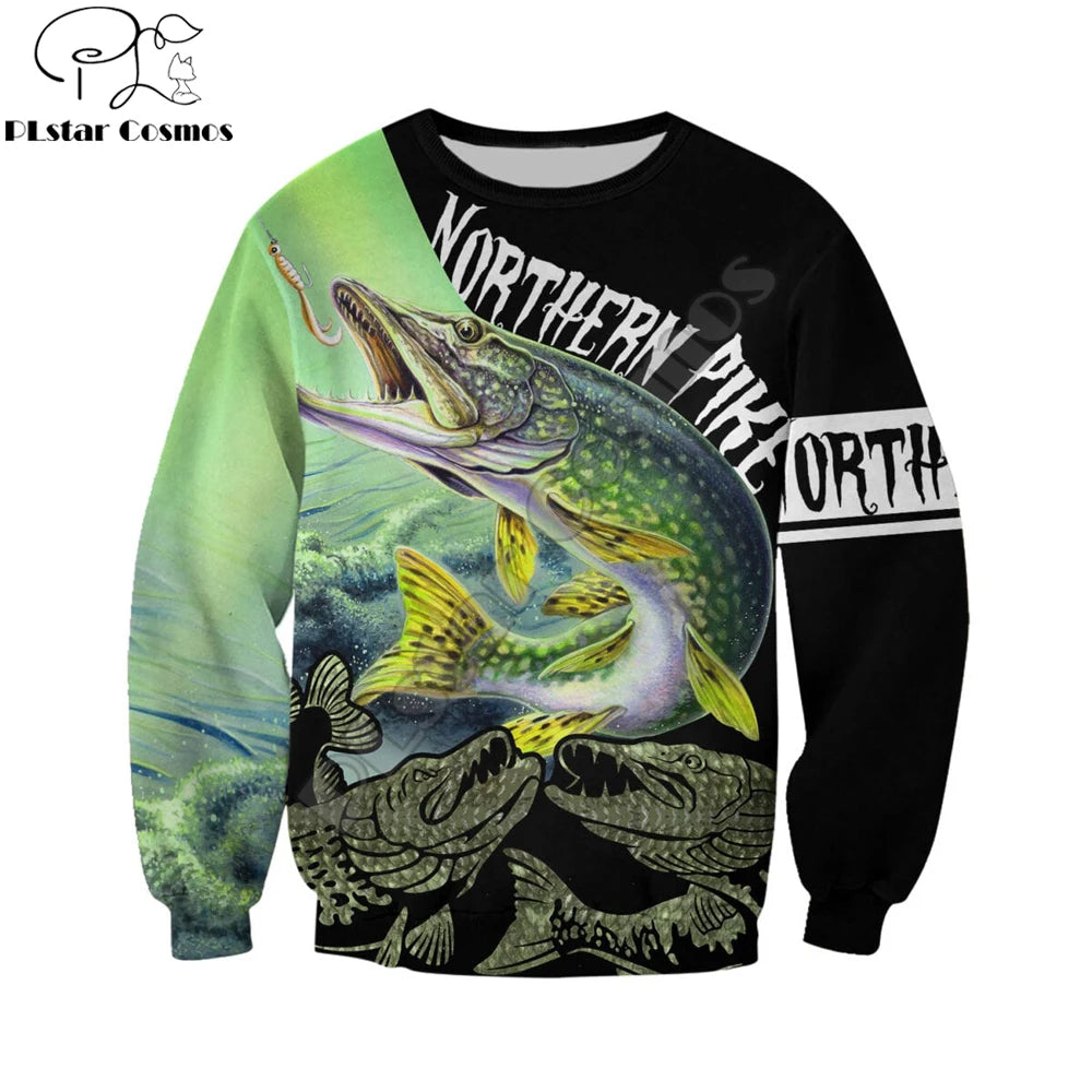 Autumn Fashion Mens Hoodie Northern Pike Fishing 3D All Over Printed hoodies and Sweatshirt Unisex Casual Stree Sportswear DW790