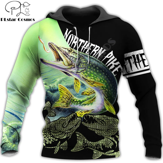 Autumn Fashion Mens Hoodie Northern Pike Fishing 3D All Over Printed hoodies and Sweatshirt Unisex Casual Stree Sportswear DW790