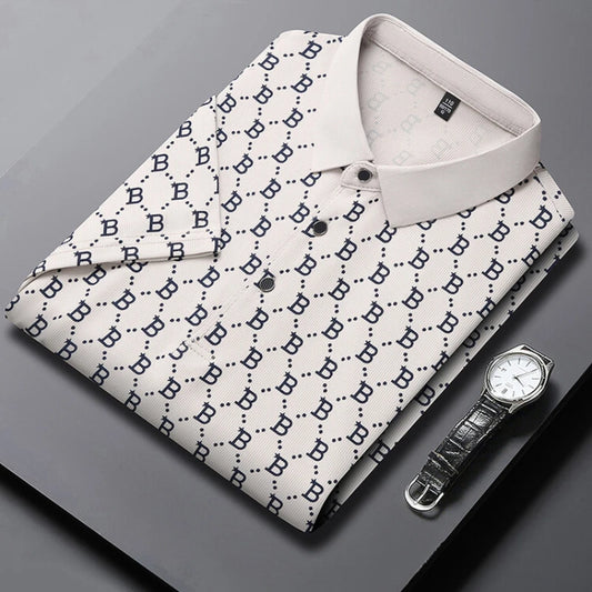 2024 New Men's Summer High-end Letter Short Sleeved POLO Shirt Trendy Fashion Casual Short Sleeved T-shirt