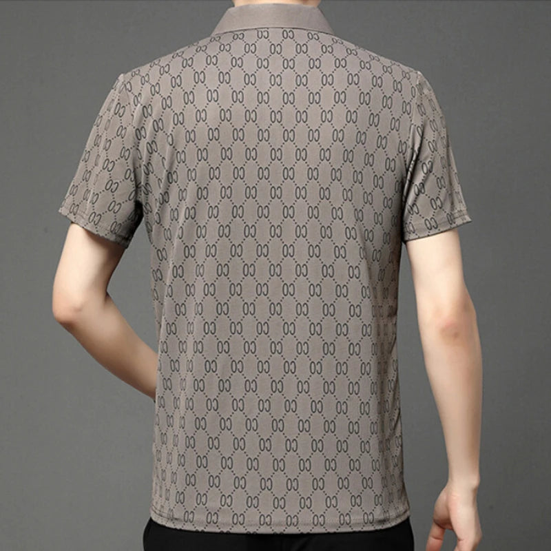 2024 New Men's Summer High-end Letter Short Sleeved POLO Shirt Trendy Fashion Casual Short Sleeved T-shirt