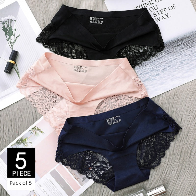 5 Pieces Women's Sexy Lace Panties Seamless Underwear Briefs