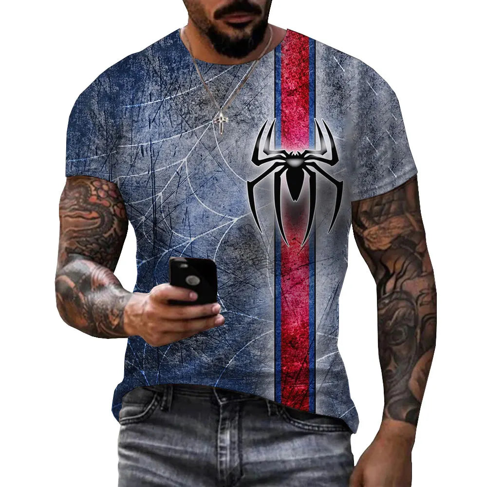 New Fashion Spider Logo graphic t shirts Men Casual Personality Cool 3D Printed Tees Summer Outdoor Sports Short Sleeve Tops