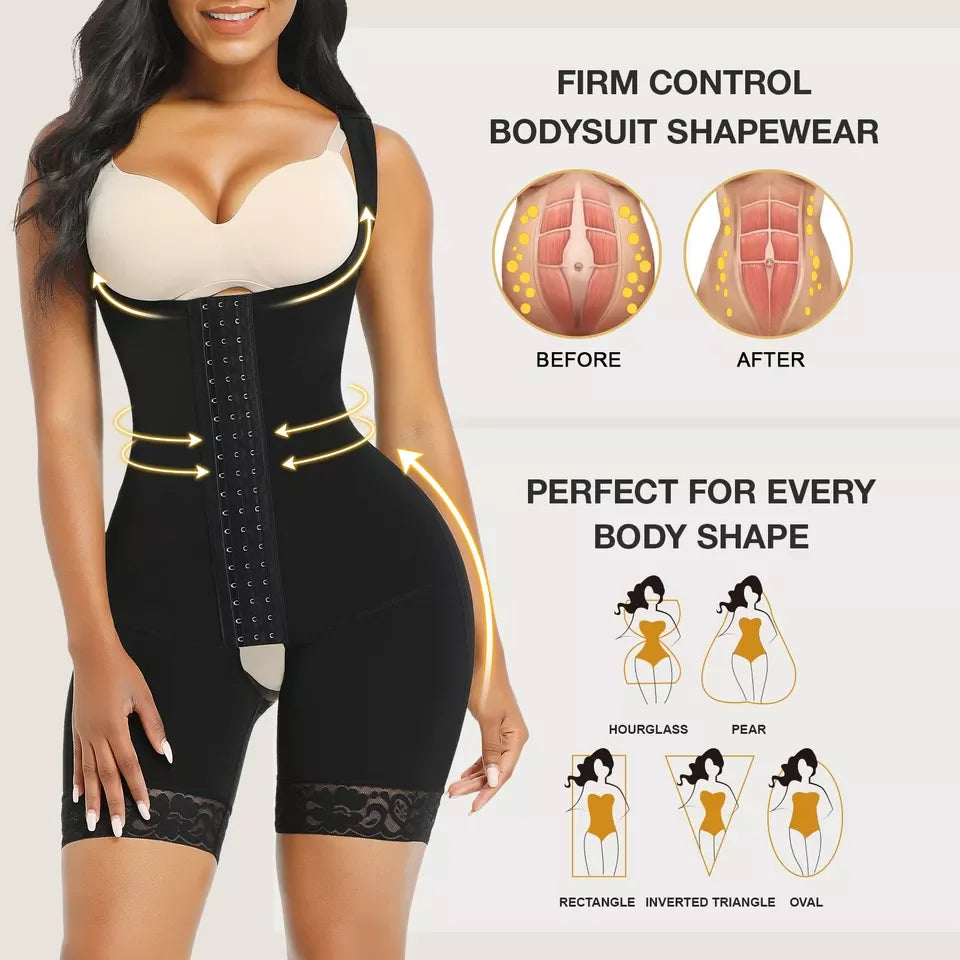 Colombianas Compression Fabric Abdominal Control Adjustable Shoulder Clasps And Buttock Butt Lifter Slimming Body Shaper