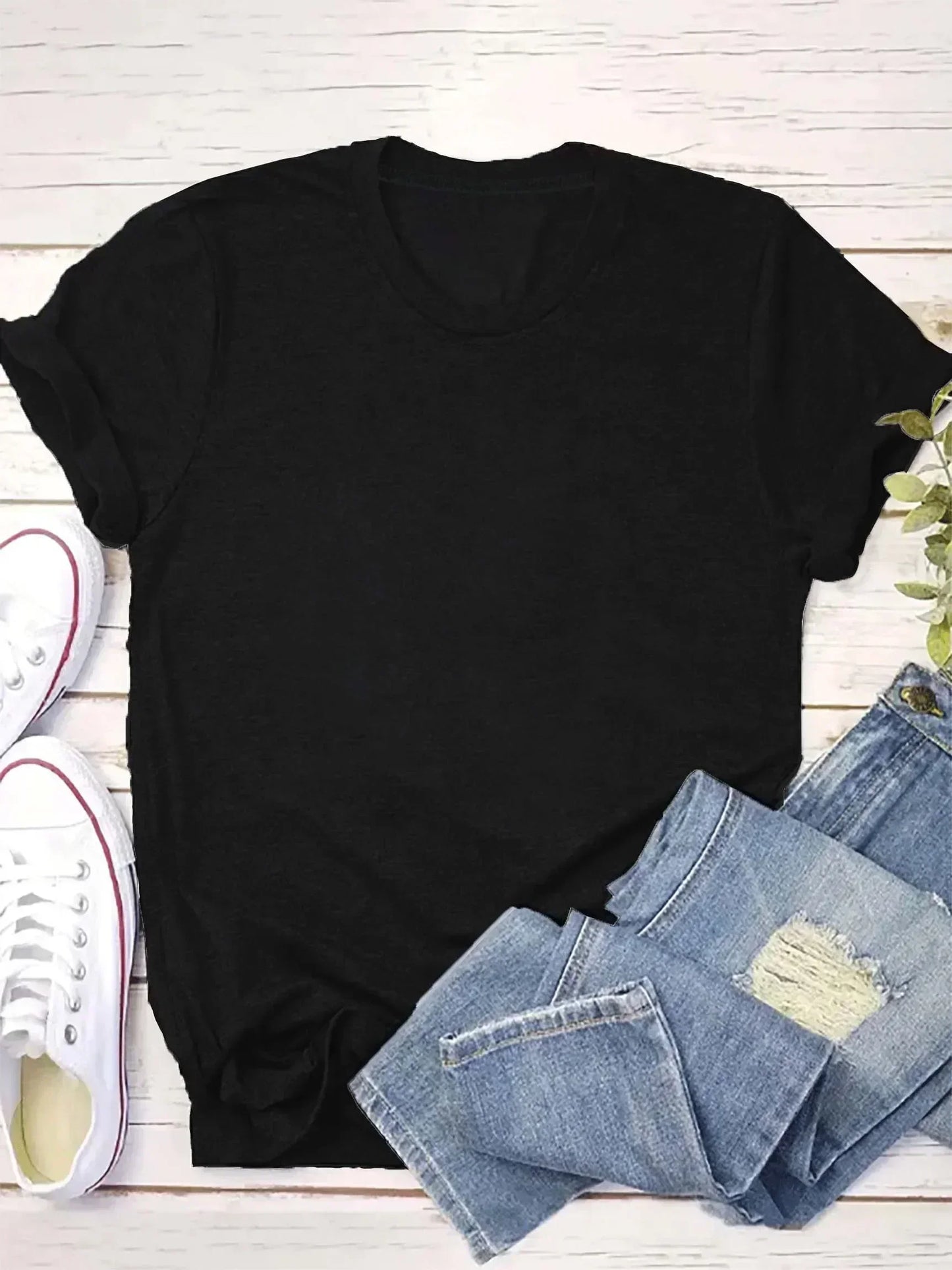 New Women's 1XL-8XL Plus Size Letter Fashion Retro Versatile Black T-shirt Women's Summer Casual Loose Comfortable Top