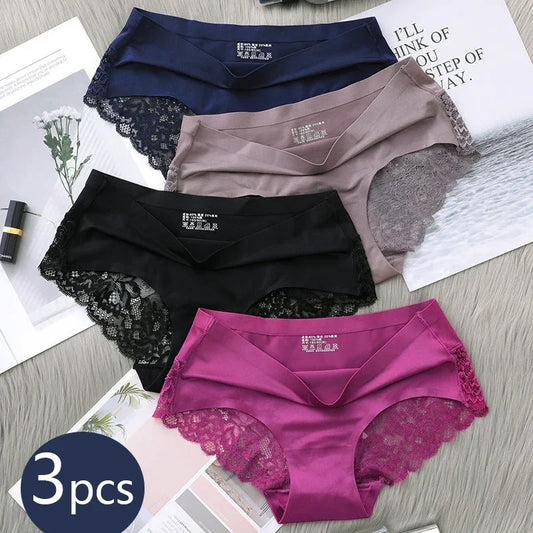 Set/lot Seamless WomenComfort Lace Briefs  Hollow Out Panties Set Underwear Low Rise Female Sport Panty Soft Lady Lingerie