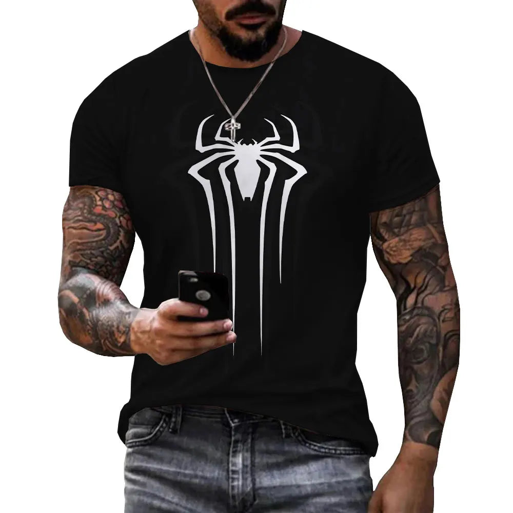 New Fashion Spider Logo graphic t shirts Men Casual Personality Cool 3D Printed Tees Summer Outdoor Sports Short Sleeve Tops